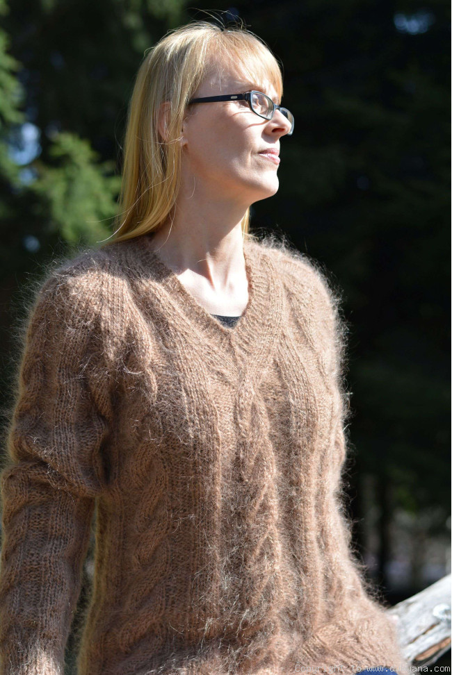 V-neck mens mohair sweater hand knitted/VM4